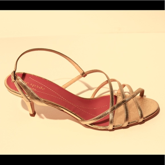 Kate Spade - Gold Strappy Heels Formal Shoes - Picture 2 of 7